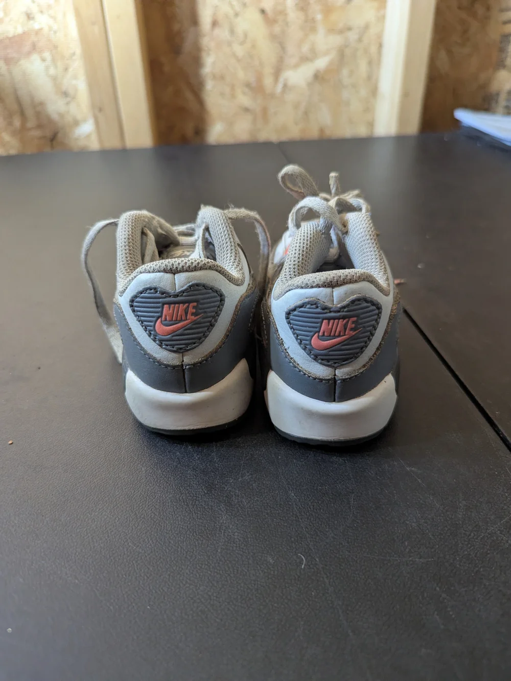 Nike Kids White and Gray Athletic Shoes with Pink Accents